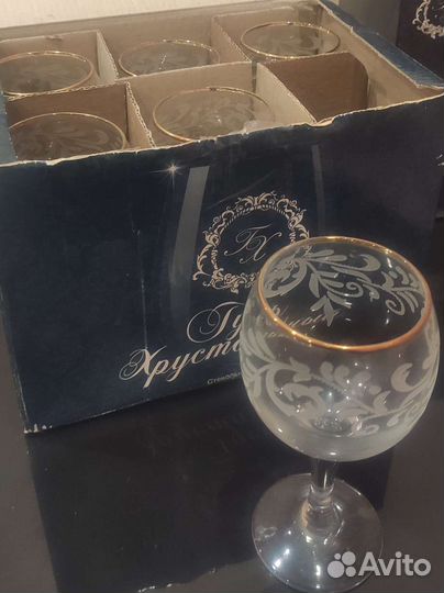 Набор 6 фужеров. Гусь хрустальный