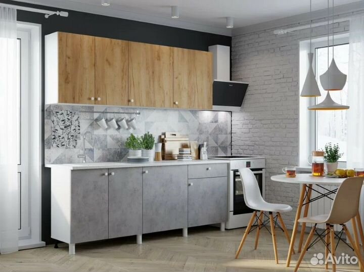 Кухня point 200 Крафт золотой/ бетон