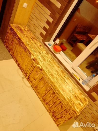 Сундук-лавка из дерева для бани, дачи, терассы