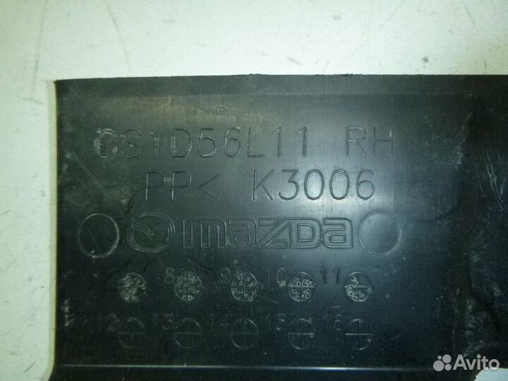 Пыльник переднего бампера mazda 6 (GH) 2007