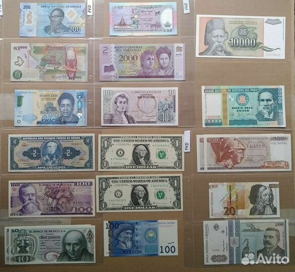 Иностранные банкноты, боны мира, купюры, деньги