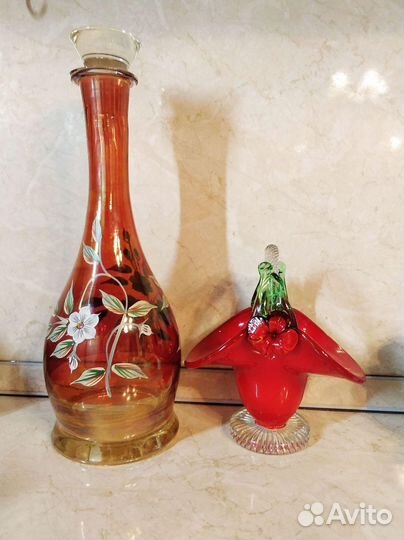 Ваза и штоф из хрусталя.Чехия