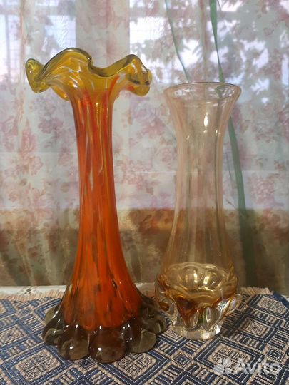 Ваза гутное стекло,ваза кобальт.Берц