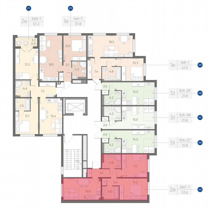 2-к. квартира, 53,6 м², 2/4 эт.