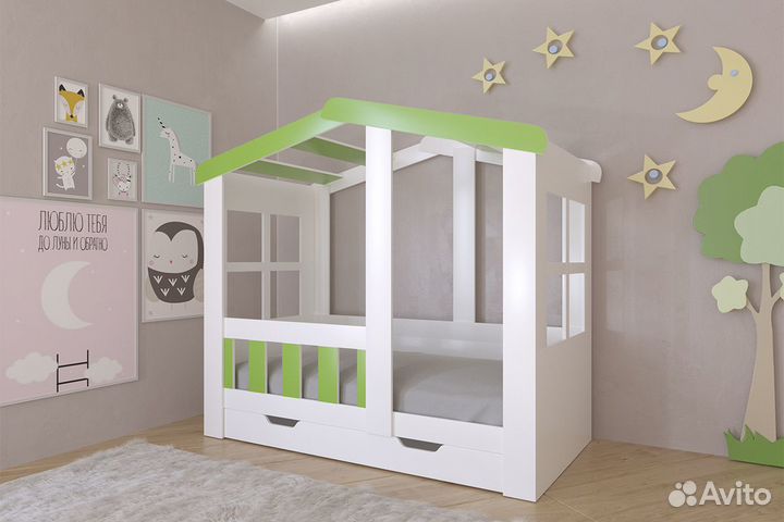 Кровать домик с ящиком, одноярусная 