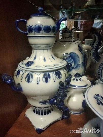 Керамический гжельский самовар времен СССР