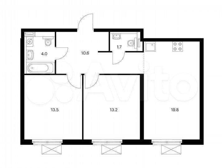 2-к. квартира, 62,8 м², 20/33 эт.