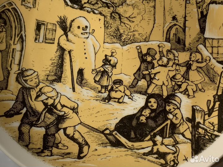 Немецкая Редкая Настенная Тарелка. Фарфор. Зима