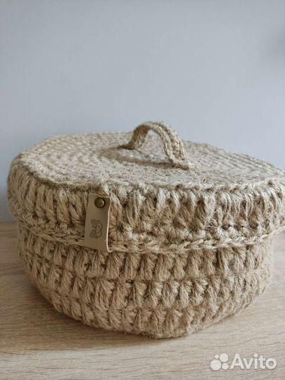 Корзина из джута с крышкой