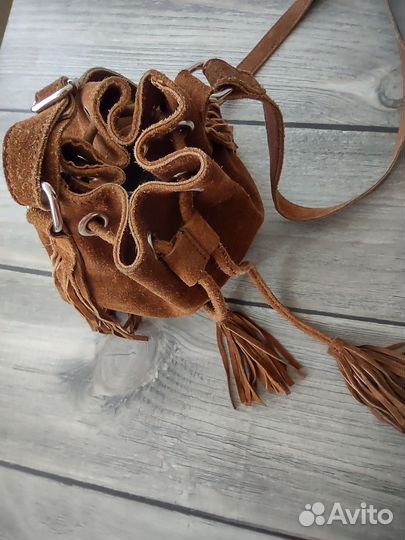 Сумка мешок натуральная замша