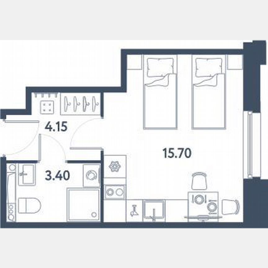 Апартаменты-студия, 23,3 м², 5/16 эт.