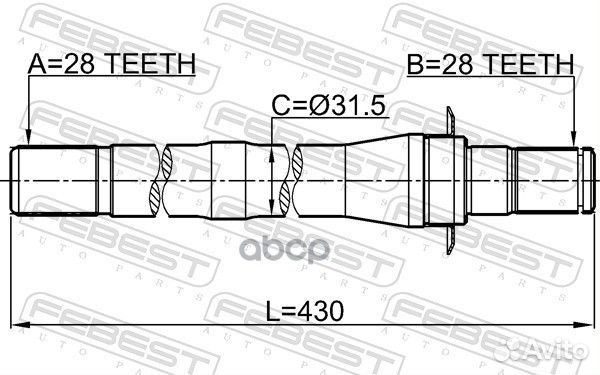 Полуось перед прав 1212CM10AT4WD Febest