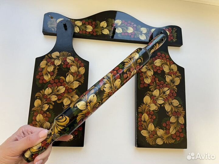 Набор разделочных досок и скалка Хохлома Винтаж