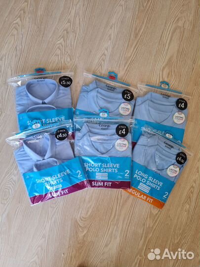 Рубашки поло школьные голубые на 7-11 лет