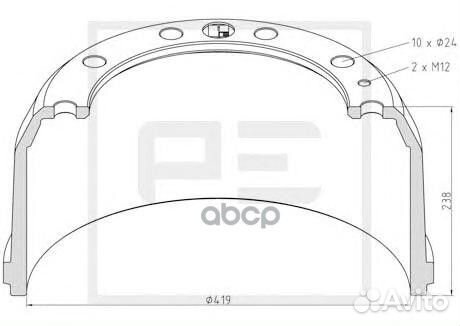 Торм.барабан 419x180/192 H238 d282.7/335 n10x24