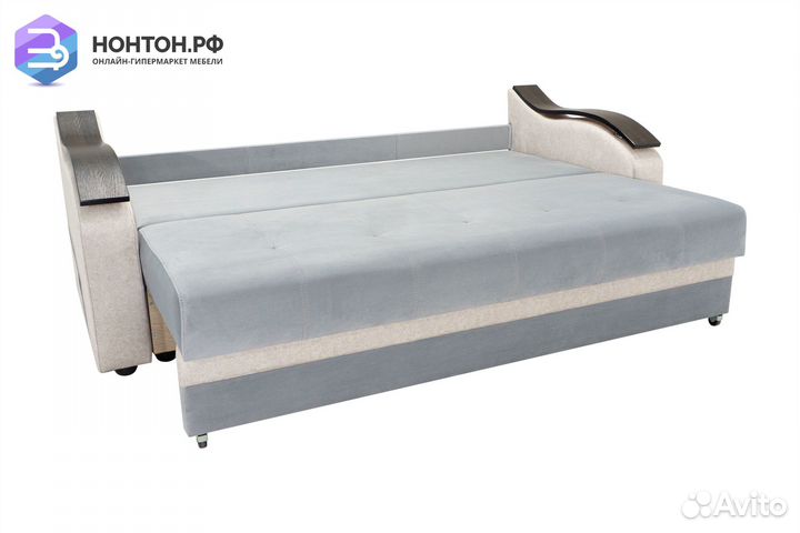 Диван еврокнижка Милан серый / бежевый