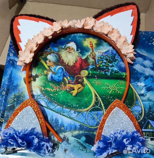 Ободок для волос ручной работы (лисьи ушки)