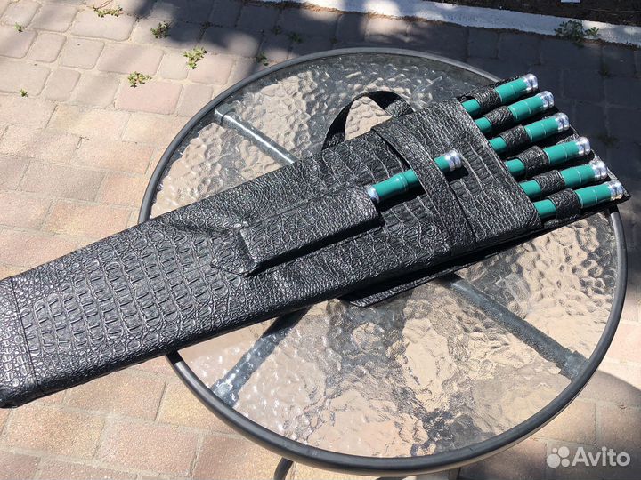 Шампуры в кожаном чехле подарочные (зеленый)