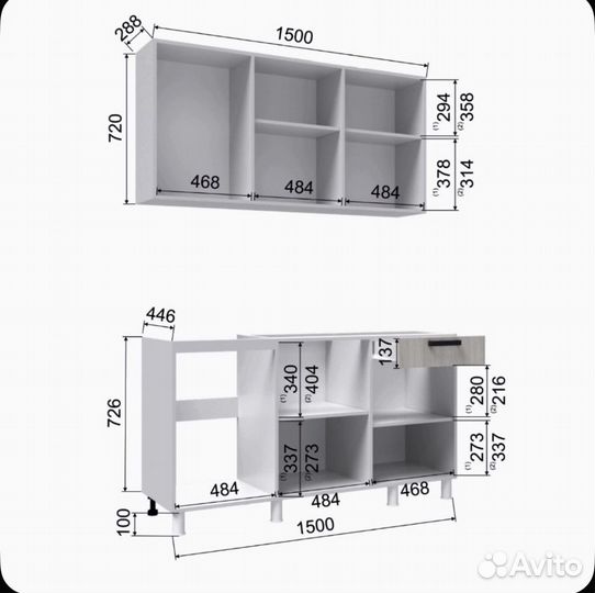 Кухонный гарнитур 150см крафт белый (Диор)