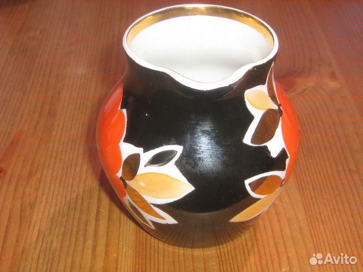 Молочник Дулево фарфор цветы позолота СССР винтаж