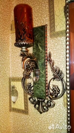 Продам винтажное зеркало с натуральным малахитом