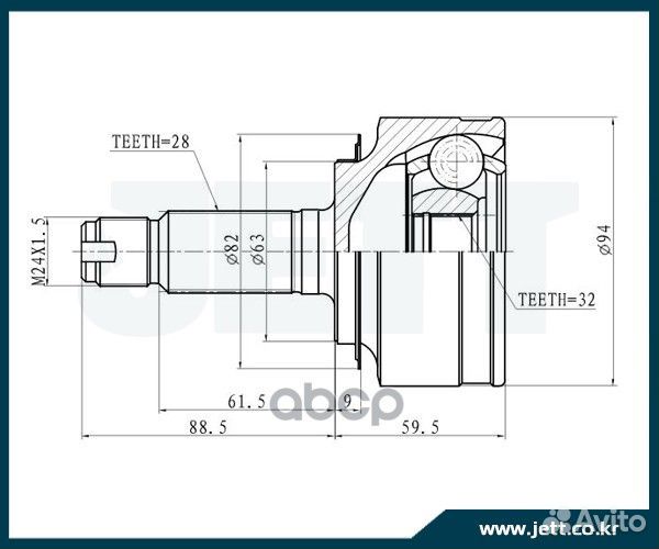 ШРУС внешний jett V41-3034 44014S9A010,44014S9