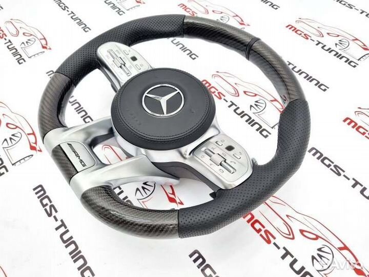 Руль 63 AMG подогрев+подушка Mercedes G 463 карбон