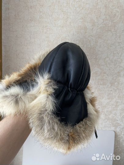 Шапка-ушанка из меха волка