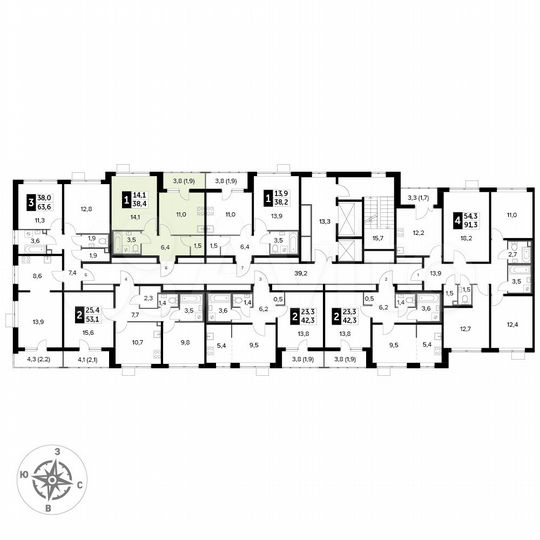1-к. квартира, 38,4 м², 16/25 эт.
