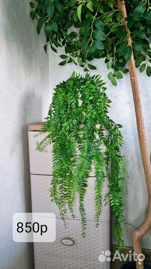 Искусственные цветы, свисающая зелень