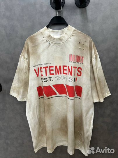 Футболка Vetements speed оверсайз рваная