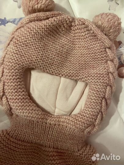 Шапка шлем baby go вязаный 46-48
