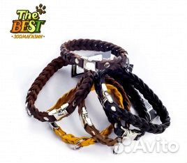 Ошейник плетеный 20 мм*37 св. коричневый