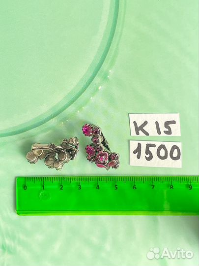 Винтажные клипсы розовые цветы 70 гг США К15 Д