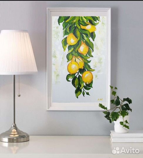 Лимоны картина маслом ветка с лимонами
