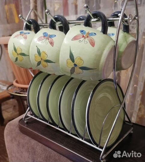 Набор кофейных чашек, поднос