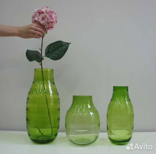 Большая стеклянная ваза. Ручная работа