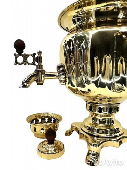 Современный самовар на дровах латунь Овал 2,7литра