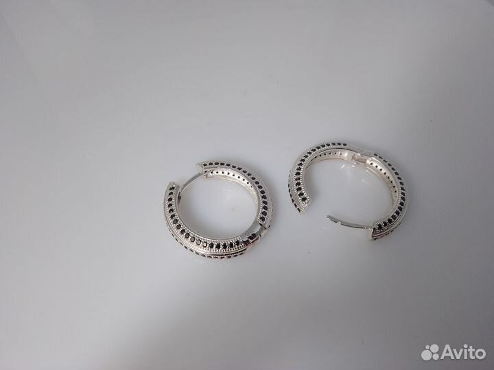 Серьги кольца серебро 925