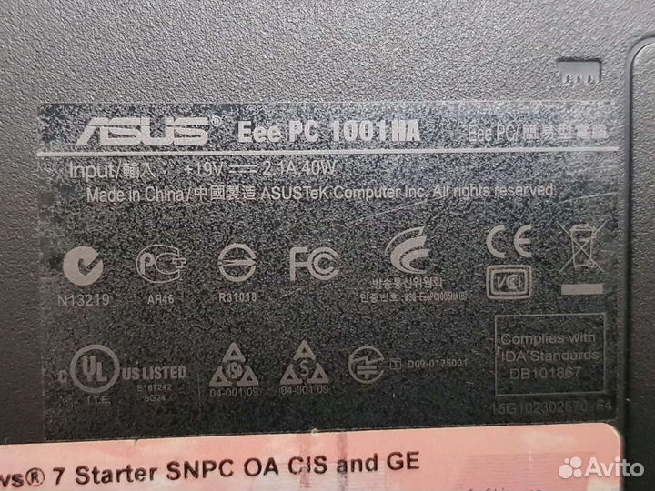 Материнская плата Asus Eee PC 1001HA