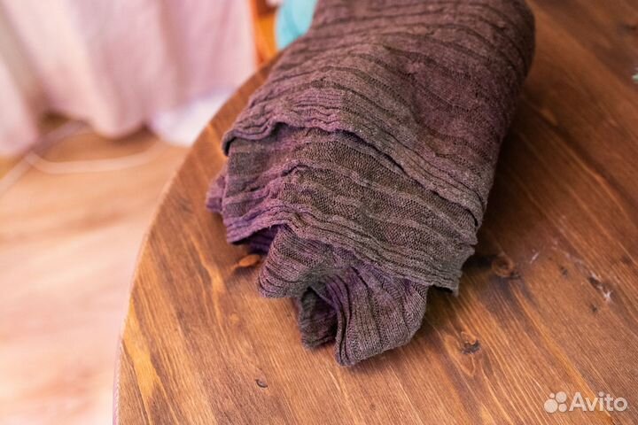 Шерстяной вязаный плед, коричневый