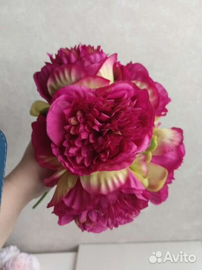 Букет из 5 пионов, искусственных