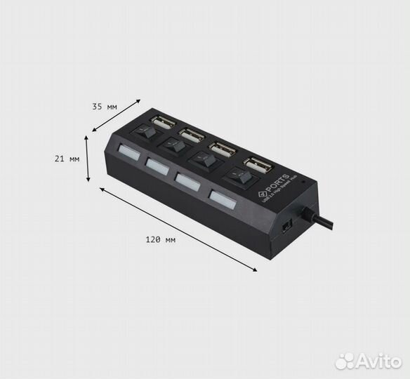 USB Hub 2,0 / USB разветвитель на 4 порта / хаб