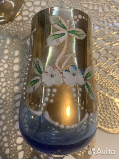 Фужеры бокалы Богемия Bohemia. Золото, лепка