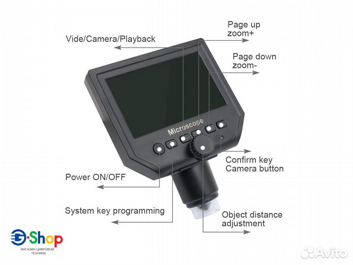 Цифровой Микроскоп с Монитором 2Mp 600x 4.3