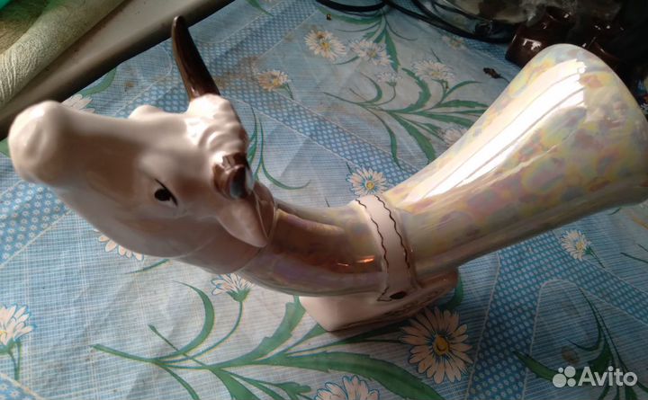 Салфетница фарфор СССР корова, рог перламутр