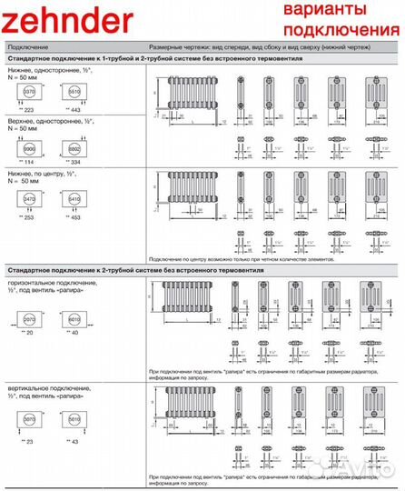 Стальной трубчатый радиатор отопления Zehnder 6040