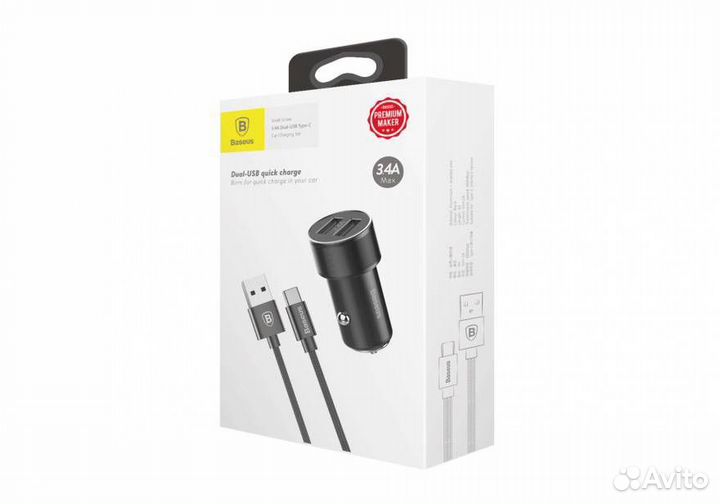 Автомобильное заряд. устр. Baseus Small 2USB