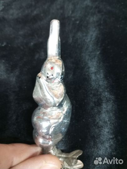 Ёлочная игрушка на прищепке заяц СССР