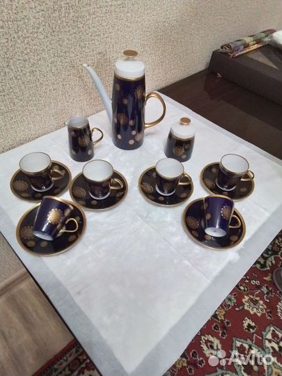 Сервиз кофейный гдр, новый. Кобальт. Винтаж